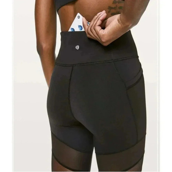 Lululemon Women's Black Forget the sweat Ankle Leggings Size 4 Mesh Activewear - Picture 4 of 11